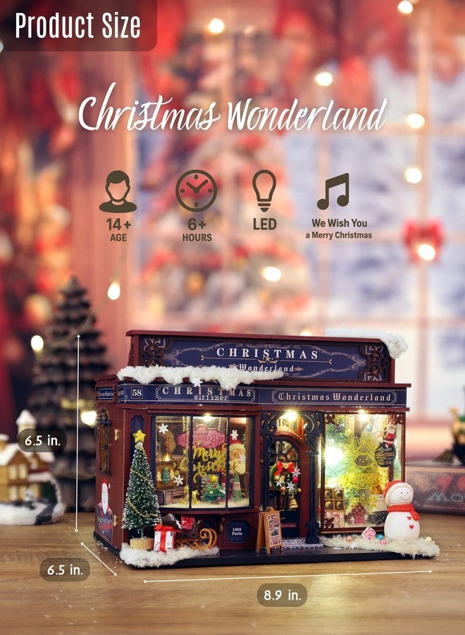 Hands Craft Christmas Wonderland DIY Miniature House Kit with Music & LED Lights - Holiday Storefront 3D Puzzle - Festive Craft Kit for Adults & Teens - Bookshelf Decor Winter Decorations - Image 3